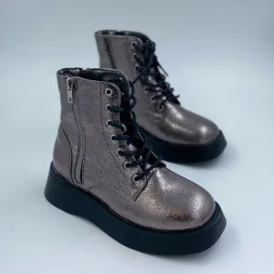 Steve Madden pink crackle combat boots junior size 3