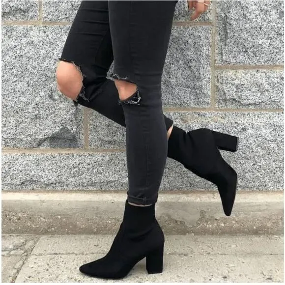 Steve Madden Remy sock boots Chelsea ankle booties suede Sz 9 Motorcycle Y2K
