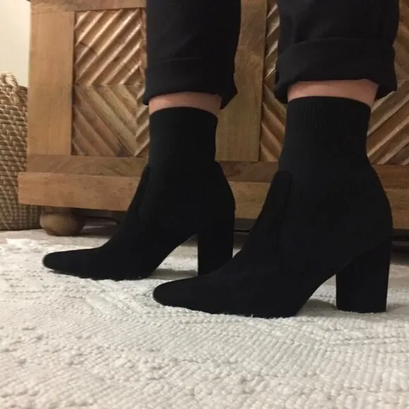 Steve Madden Remy sock boots Chelsea ankle booties suede Sz 9 Motorcycle Y2K