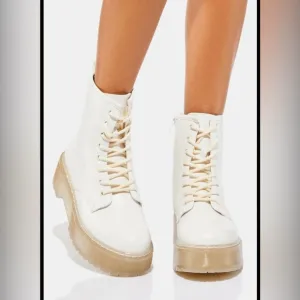 Steve Madden Rubber Platform Bettyy CombatBoots - White Size 8