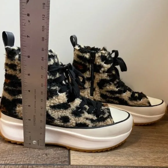 Steve Madden Shaft F Platform Faux Fur Leopard High Tops Size 7