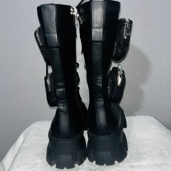 Steve Madden Thorpe Combat Stylish Black Women's Boots with Pockets