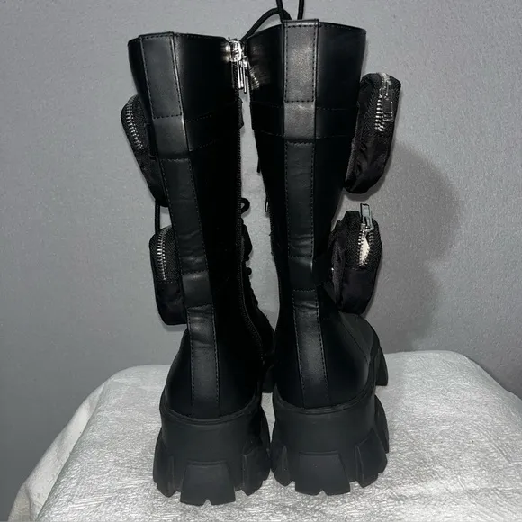 Steve Madden Thorpe Combat Stylish Black Women's Boots with Pockets
