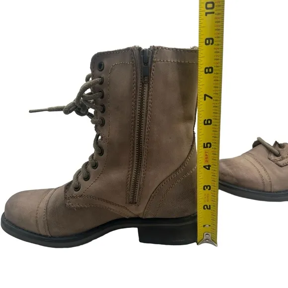 Steve‎ Madden Tropa 2-0 Leather Lace-up Combat Boots Women Size 7.5M