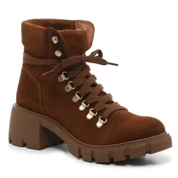Steve Madden Women's Hint Brown Suede Lace Up Combat Boots Size 8.5M
