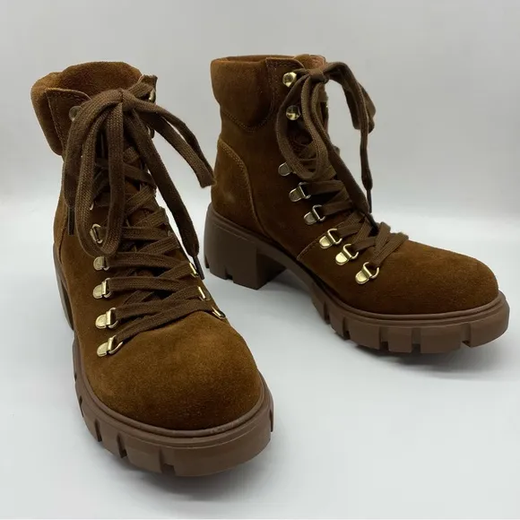 Steve Madden Women's Hint Brown Suede Lace Up Combat Boots Size 8.5M