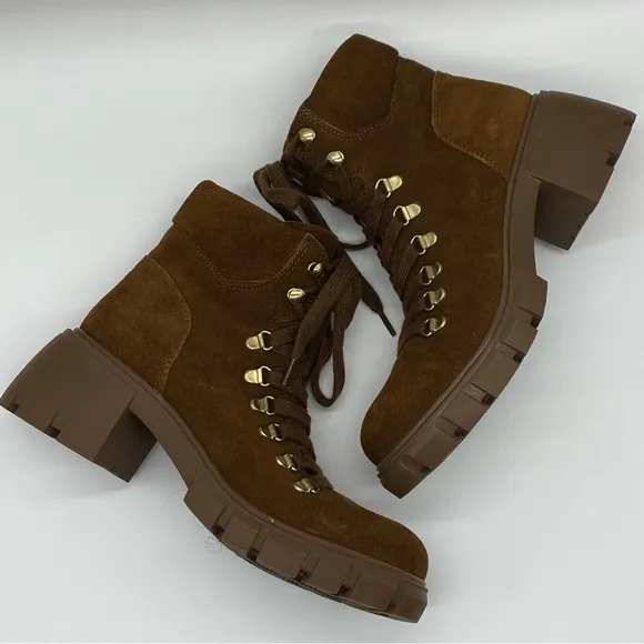 Steve Madden Women's Hint Brown Suede Lace Up Combat Boots Size 8.5M
