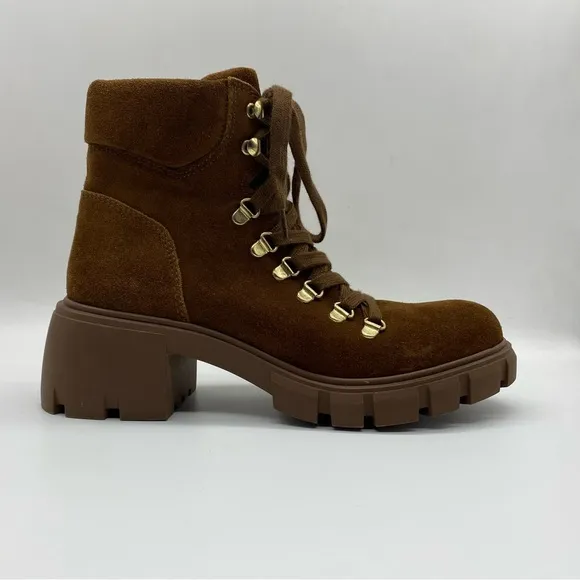 Steve Madden Women's Hint Brown Suede Lace Up Combat Boots Size 8.5M