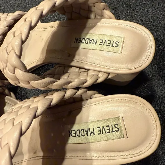 Steve Madden Women's Tielo Heeled Sandal size 7.5M preowned color cream