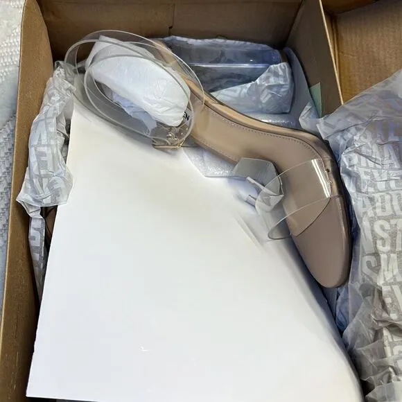 Steve Madden - Camille Lucite Clear Ankle Strap Block Heel Dress Sandals