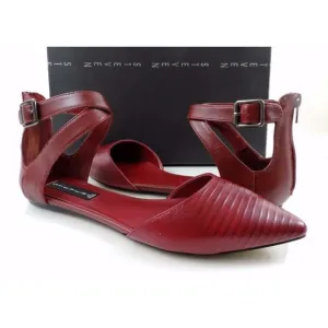 Steven By STEVE MADDEN Elina Ankle Strap Flat Sandal Leather Red Size 9.5