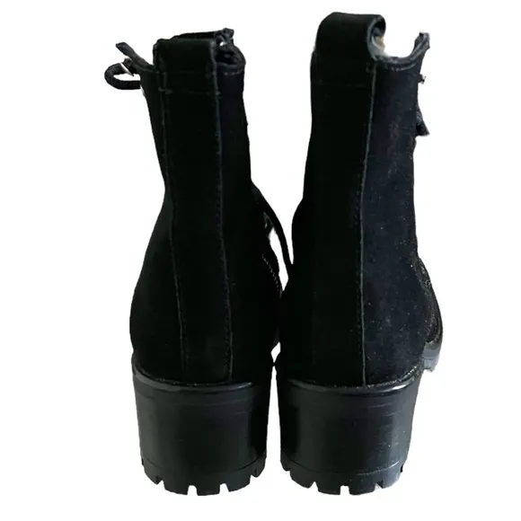 Steven By Steve Madden NEW Grandy Lace Up Combat Boots In Black Suede Size 8.5