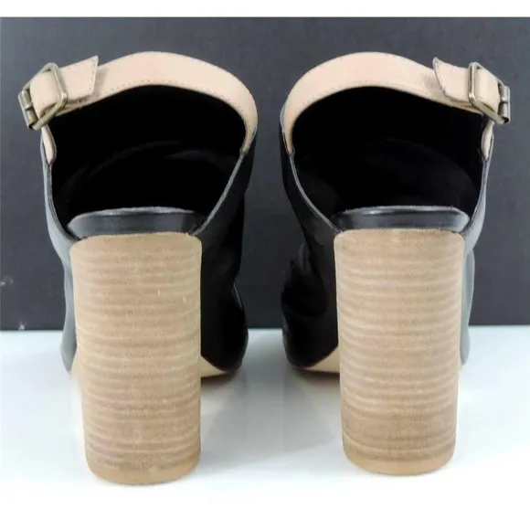 Steven by Steve Madden Saliem Leather Peep toe Dress Sandals Heel Black Size 10