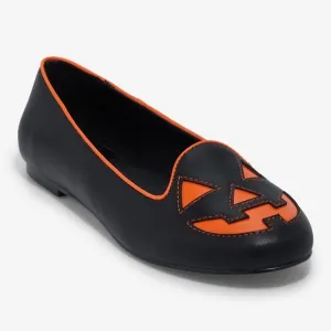 Strange Cvlt Black &amp; Orange Jack O Lantern Face Flats Hot Topic Halloween‎