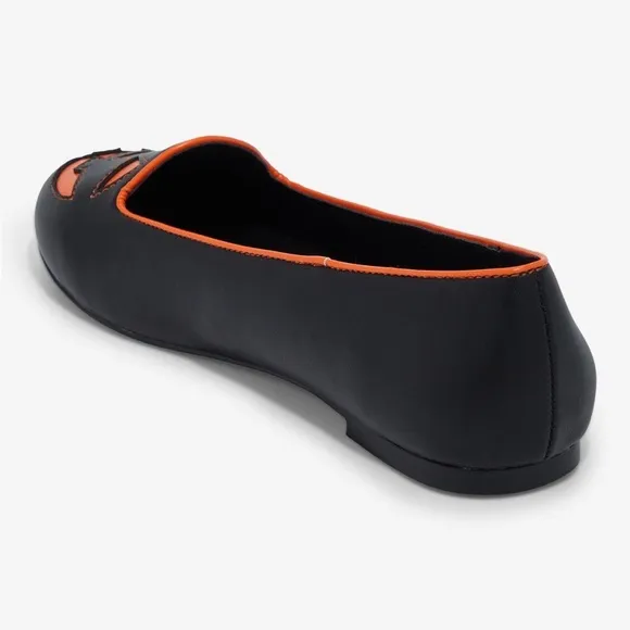 Strange Cvlt Black &amp; Orange Jack O Lantern Face Flats Hot Topic Halloween‎
