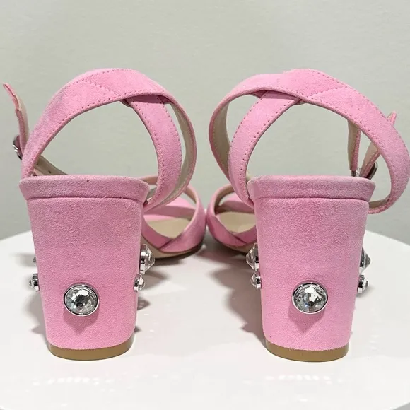 🌹STUART WEITZMAN 🌹 Allshine 75 Crystal-Embellished Suede Sandals Size: 7B