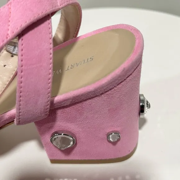 🌹STUART WEITZMAN 🌹 Allshine 75 Crystal-Embellished Suede Sandals Size: 7B