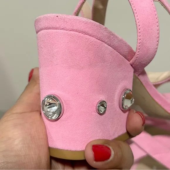 🌹STUART WEITZMAN 🌹 Allshine 75 Crystal-Embellished Suede Sandals Size: 7B