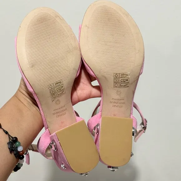 🌹STUART WEITZMAN 🌹 Allshine 75 Crystal-Embellished Suede Sandals Size: 7B