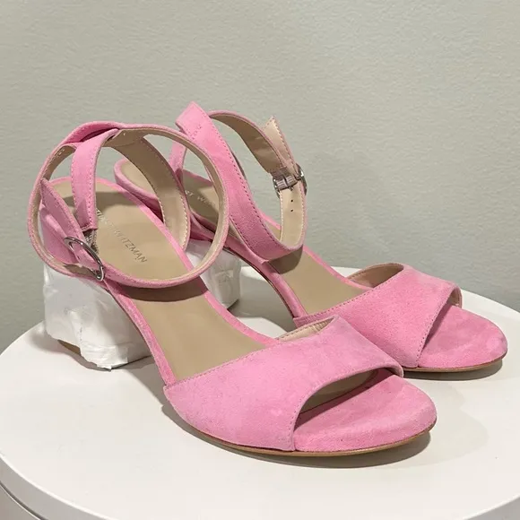 🌹STUART WEITZMAN 🌹 Allshine 75 Crystal-Embellished Suede Sandals Size: 7B