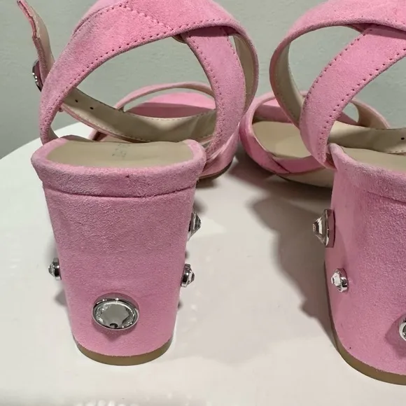 🌹STUART WEITZMAN 🌹 Allshine 75 Crystal-Embellished Suede Sandals Size: 7B