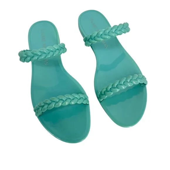 Stuart Weitzman Braida Sawyer Slip on Jelly Sandal Blue US 10