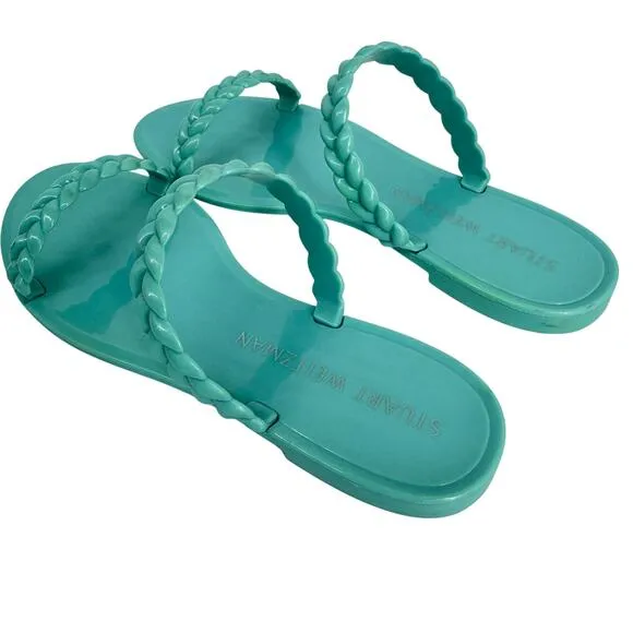 Stuart Weitzman Braida Sawyer Slip on Jelly Sandal Blue US 10
