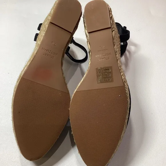 Stuart Weitzman espadrille wedge Navy Blue sandals Size 7.5