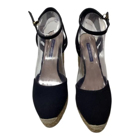 Stuart Weitzman espadrille wedge Navy Blue sandals Size 7.5