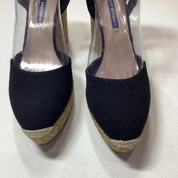 Stuart Weitzman espadrille wedge Navy Blue sandals Size 7.5