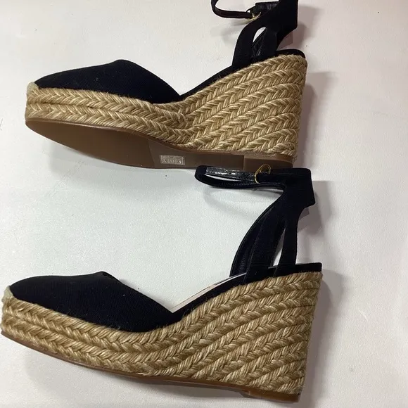 Stuart Weitzman espadrille wedge Navy Blue sandals Size 7.5
