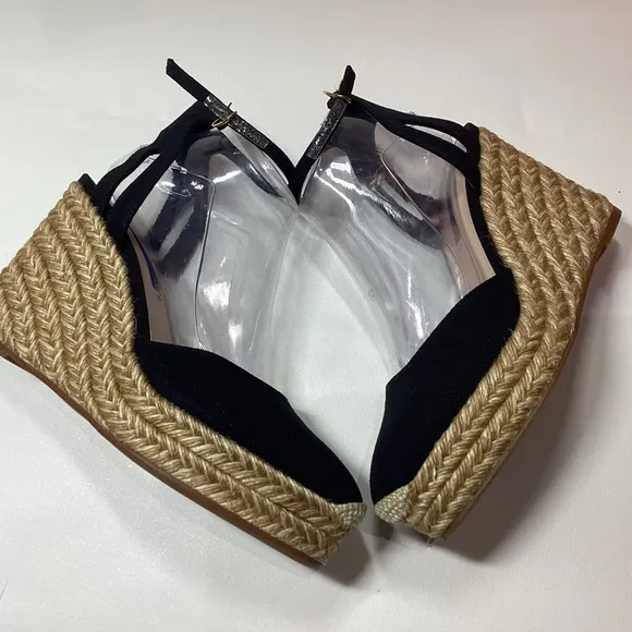 Stuart Weitzman espadrille wedge Navy Blue sandals Size 7.5