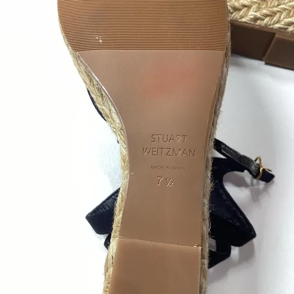 Stuart Weitzman espadrille wedge Navy Blue sandals Size 7.5