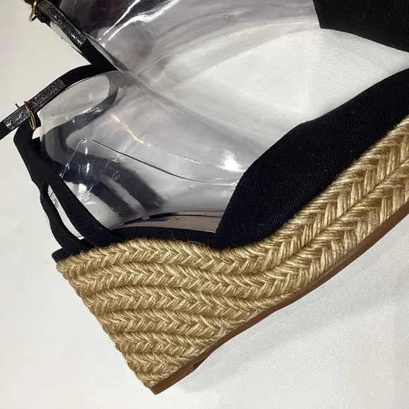 Stuart Weitzman espadrille wedge Navy Blue sandals Size 7.5