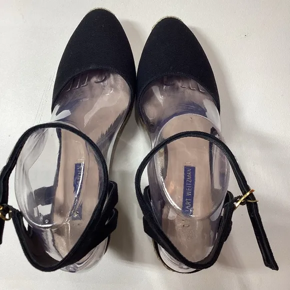 Stuart Weitzman espadrille wedge Navy Blue sandals Size 7.5