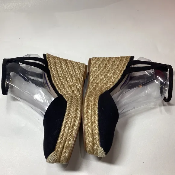 Stuart Weitzman espadrille wedge Navy Blue sandals Size 7.5