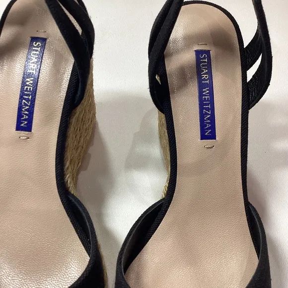 Stuart Weitzman espadrille wedge Navy Blue sandals Size 7.5