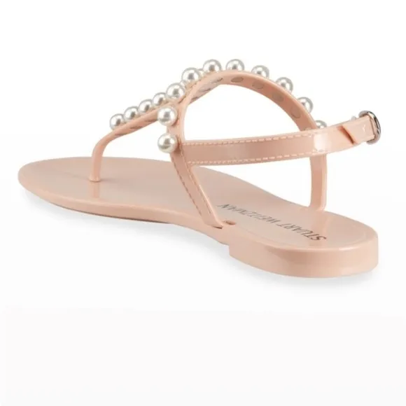 Stuart Weitzman Goldie Pearly Stud Jelly Sandals Sz 5 Luxury Summer Resortwear