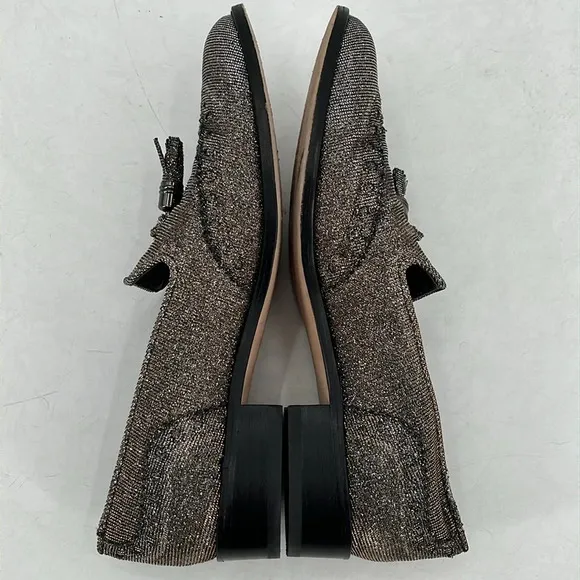 Stuart Weitzman Guy Thiing Tassel Loafers in Pyrite Nocturn - Size 6 1/2M
