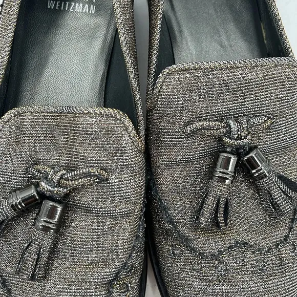 Stuart Weitzman Guy Thiing Tassel Loafers in Pyrite Nocturn - Size 6 1/2M