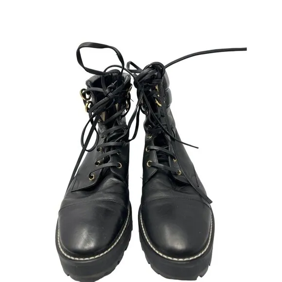 Stuart Weitzman Lexy Black Combat Boot Size 8.5M