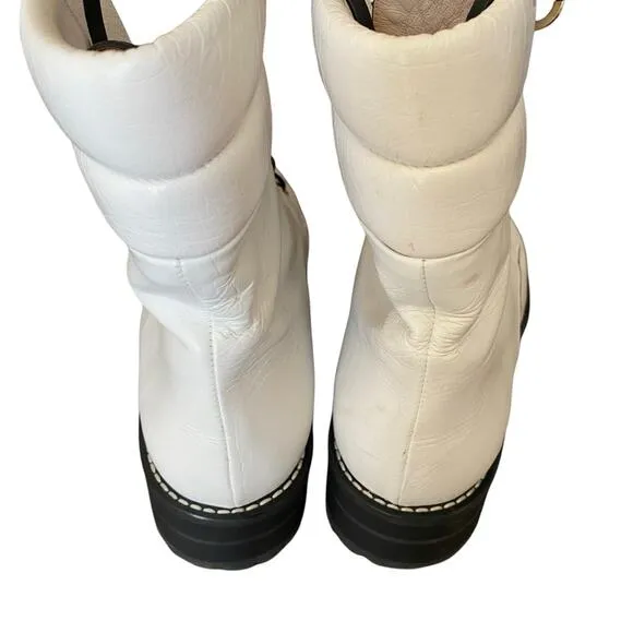 Stuart Weitzman Lexy Round Toe Leather Lace Up Moto Combat Ankle Boots size 8