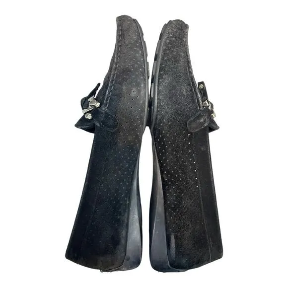 STUART WEITZMAN Loafers Women's 8.5 B Perforated Suede Chain Link