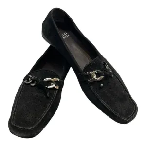 STUART WEITZMAN Loafers Women's 8.5 B Perforated Suede Chain Link