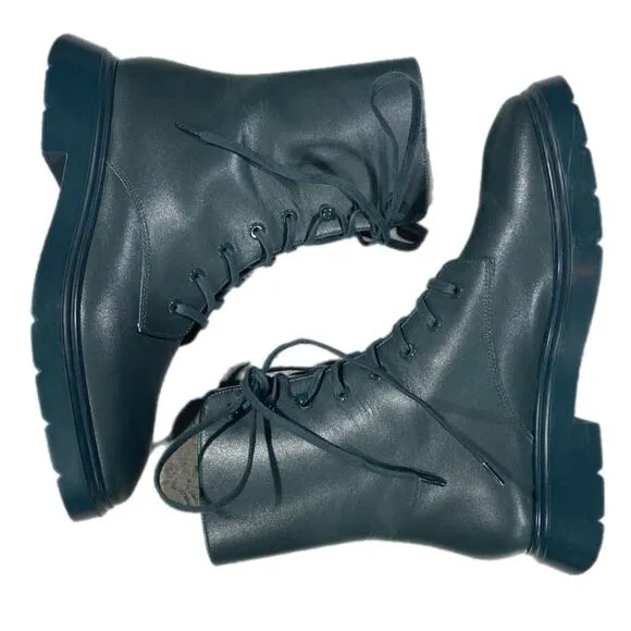Stuart Weitzman Mckenzee Combat Boots 6.5 Green Lace Up