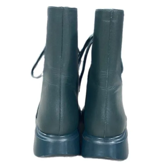 Stuart Weitzman Mckenzee Combat Boots 6.5 Green Lace Up