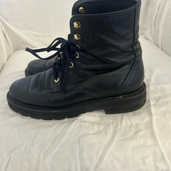 Stuart Weitzman Mila Leathet Combat Boots Great Condition Round Toe Platform