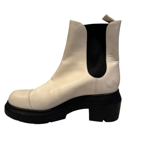 Stuart Weitzman Norah Cream Lug Sole Chelsea Boots Size 10 C