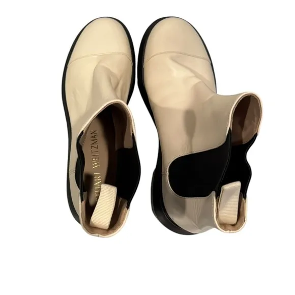 Stuart Weitzman Norah Cream Lug Sole Chelsea Boots Size 10 C