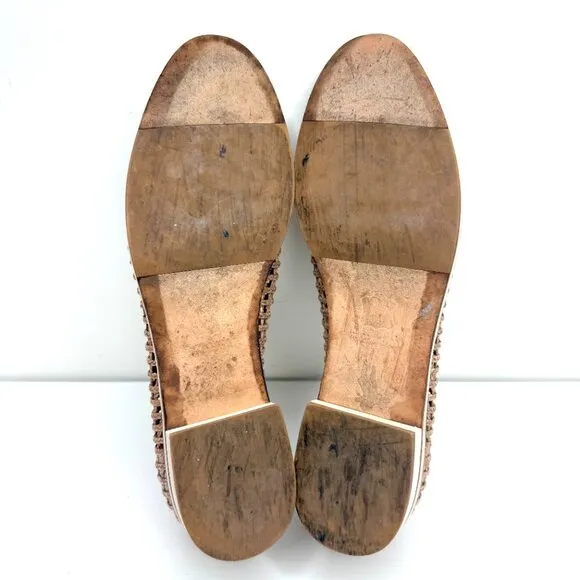 Stuart Weitzman Oxford Loafers Flats Womens 11 Beige Woven Twine Boho Preppy